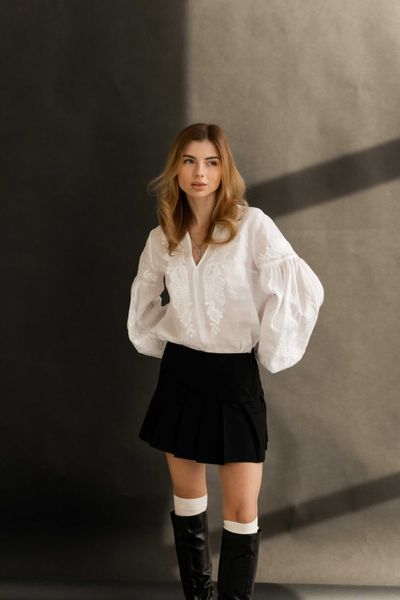 White Embroidered Shirt &ldquo;White on White&rdquo;, White, XS