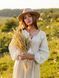 Milky-white embroidered dress with a belt