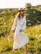 Milky-white embroidered dress with a belt
